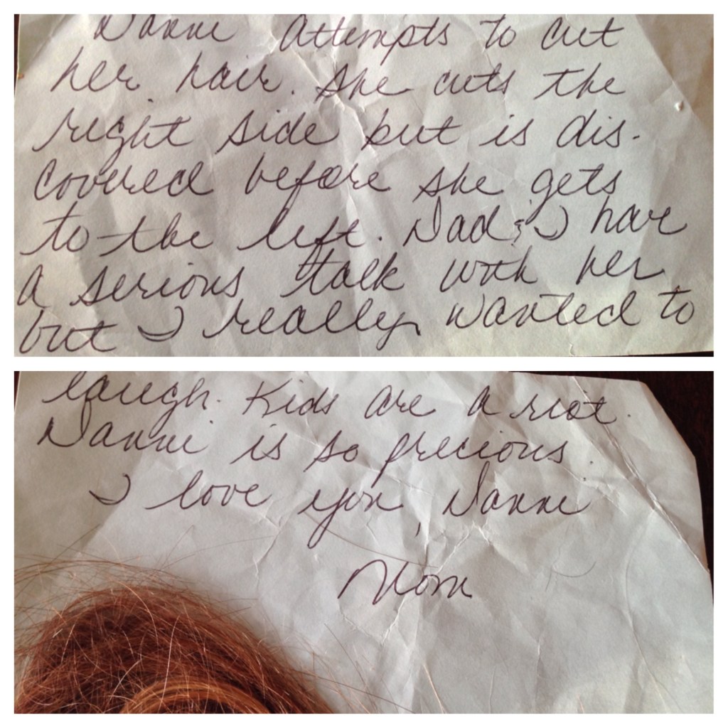 Note dated April 29.1991 and yes, that is my hair.
